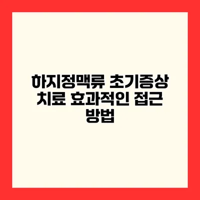 하지정맥류 초기증상 치료 효과적인 접근 방법