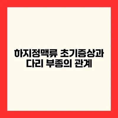 하지정맥류 초기증상과 다리 부종의 관계