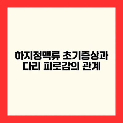 하지정맥류 초기증상과 다리 피로감의 관계