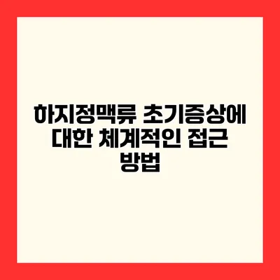 하지정맥류 초기증상에 대한 체계적인 접근 방법