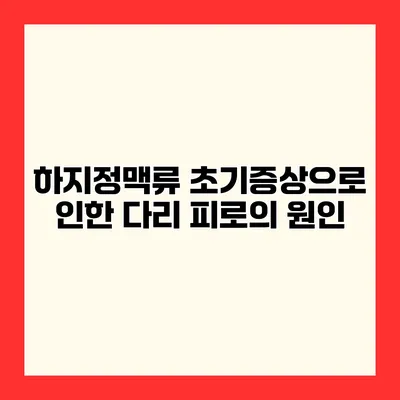 하지정맥류 초기증상으로 인한 다리 피로의 원인