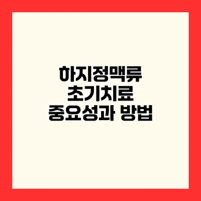 하지정맥류 초기치료 중요성과 방법