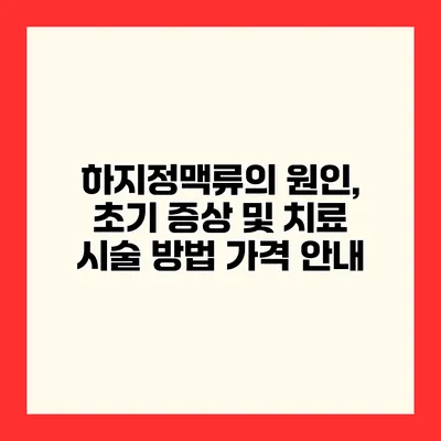 하지정맥류의 원인, 초기 증상 및 치료 시술 방법 가격 안내