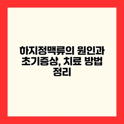 하지정맥류의 원인과 초기증상, 치료 방법 정리