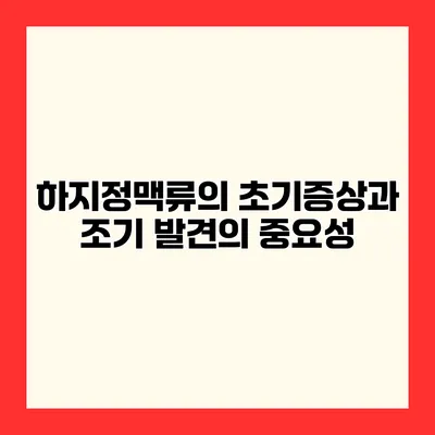 하지정맥류의 초기증상과 조기 발견의 중요성