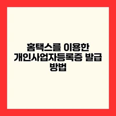 홈택스를 이용한 개인사업자등록증 발급 방법
