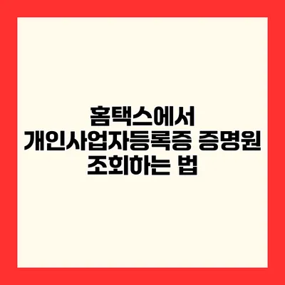 홈택스에서 개인사업자등록증 증명원 조회하는 법