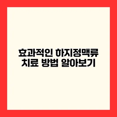 효과적인 하지정맥류 치료 방법 알아보기